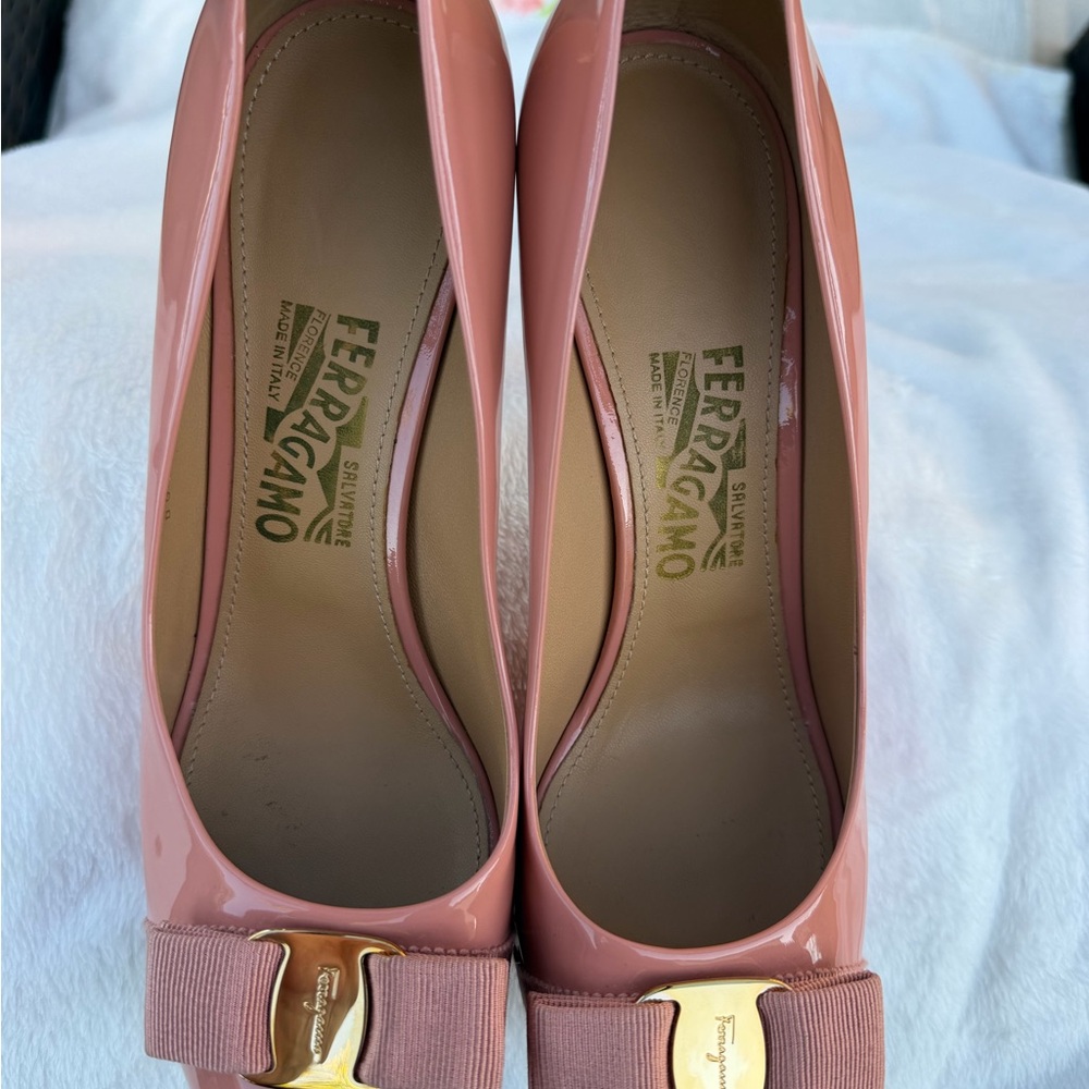 Salvatore Ferragamo Women's Blush Patent Leather Heels